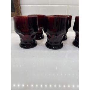 Anchor Hocking Royal Ruby Red Juice Glasses 3.25" Set of 6 ~ Vintage 1930-1960